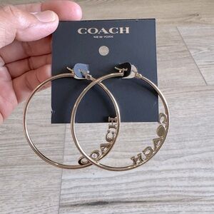 Coach Gold Logo Hoop Earrings